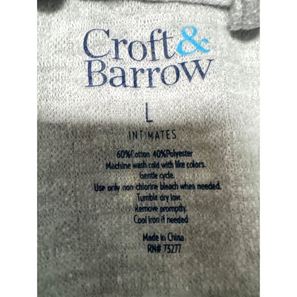 Croft & Barrow Bath Spa Robe Waffle-Knit Light Gray L 3/4 Sleeve CottageCore Gra - Picture 3 of 4